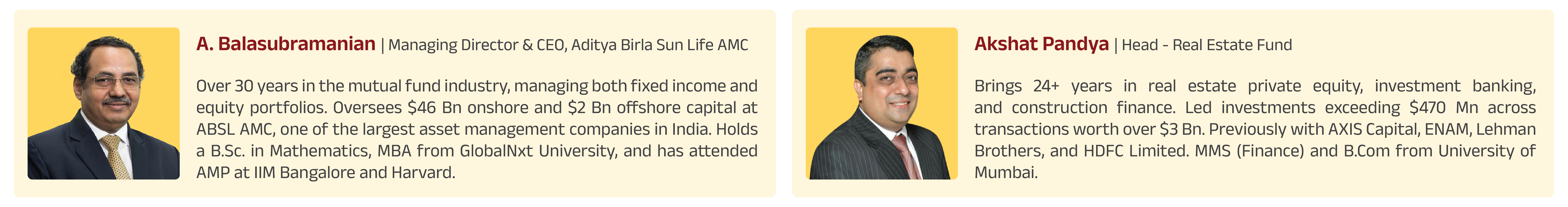 A. Balasubramanian - Managing Director & CEO, Akshat Pandya - Head Real Estate Fund